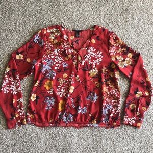 Forever 21 red floral blouse